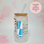 Energy Drink Cocktail Girl 16oz Frosted Libby Glass – Personalised Recipe Glass #FL