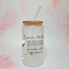 Espresso Martini Cocktail Girl 16oz Frosted Libby Glass – Personalised Recipe Glass #FL