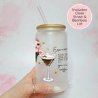 Espresso Martini Cocktail Girl 16oz Frosted Libby Glass – Personalised Recipe Glass #FL