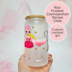 16oz Cosmopolitan Cocktail Recipe Glass – Clear Tumbler with Bamboo Lid #CL