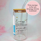 16oz Energy Drink Cocktail Recipe Glass – Clear Tumbler with Bamboo Lid #CL