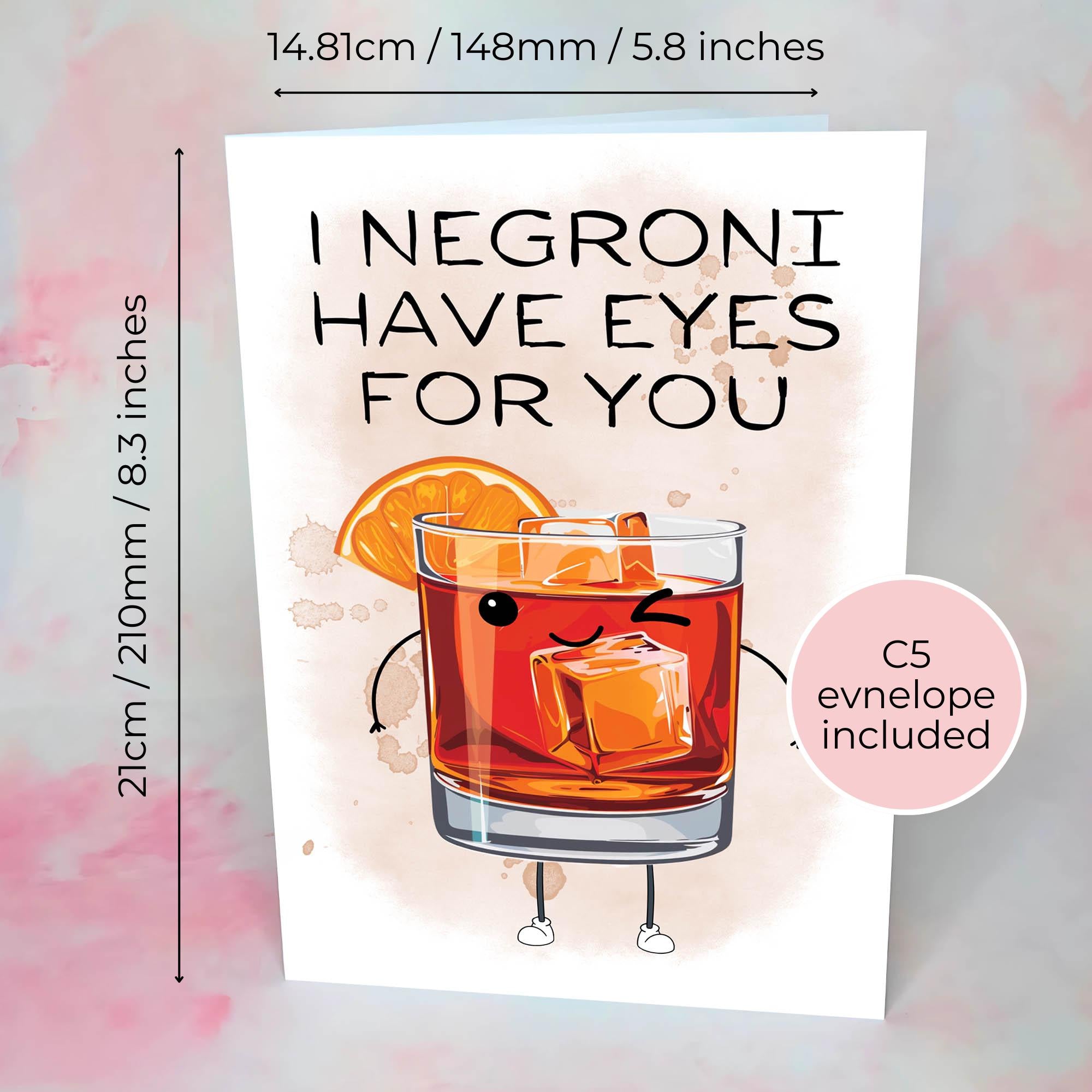 Negroni Cocktail Funny Valentines Card A5 #V1