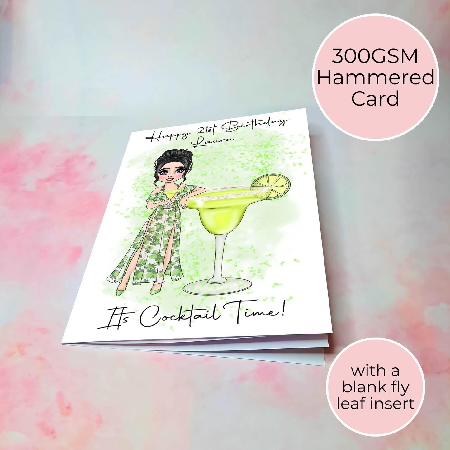 Personalised Margarita Birthday Card, Cocktail Themed Greeting Card For Her, Custom Character Card Gift For Cocktail Party, Summer Soiree