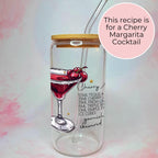 Cherry Margarita Cocktail Recipe Drinkware, Cherry Themed Cocktail Gift For Bridal Shower, 16oz Libby Glass Co-Worker Appreciation Gift #CL