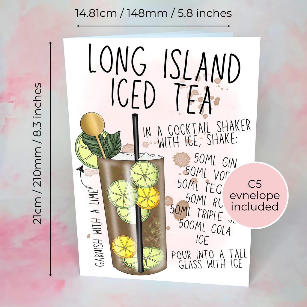Long Island Iced Tea Personalised A5 Luxury Birthday Card #G1