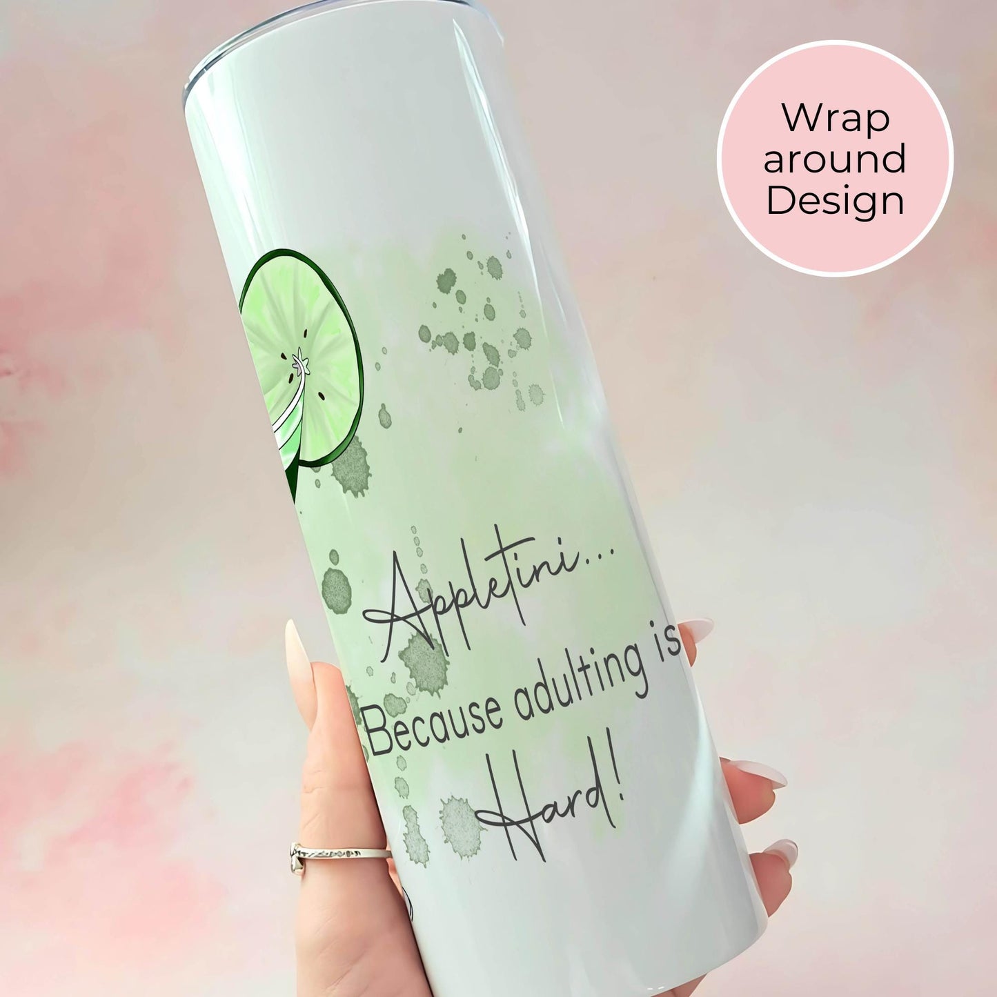 Appletini Custom 20oz Cocktail Stainless Steel Tumbler, Hot Cold Tumbler For Picnics Pool Parties, Bachellorette Party Festival Drinkware #ST