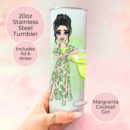 Custom Margarita Cocktail Girl Stainless Steel Tumbler, Adulting Is Hard Funny Tumbler, Hot or Cold Drink Flask For Work, Festival Drinkware