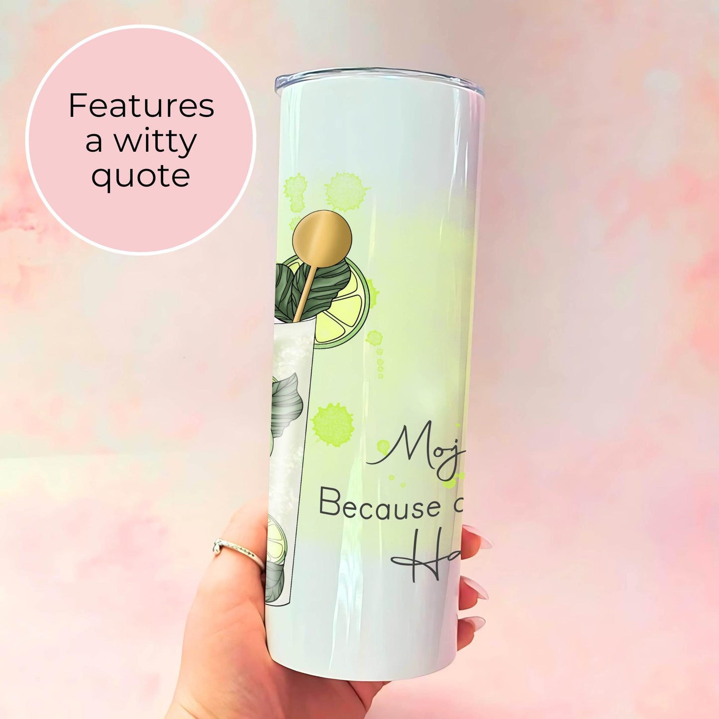 Mojito 20oz Stainless Steel Tumbler, Custom Character Cocktail Gift For Her Milestone Birthday, Festival Pool Party Cup For Hot/Cold Drinks #ST