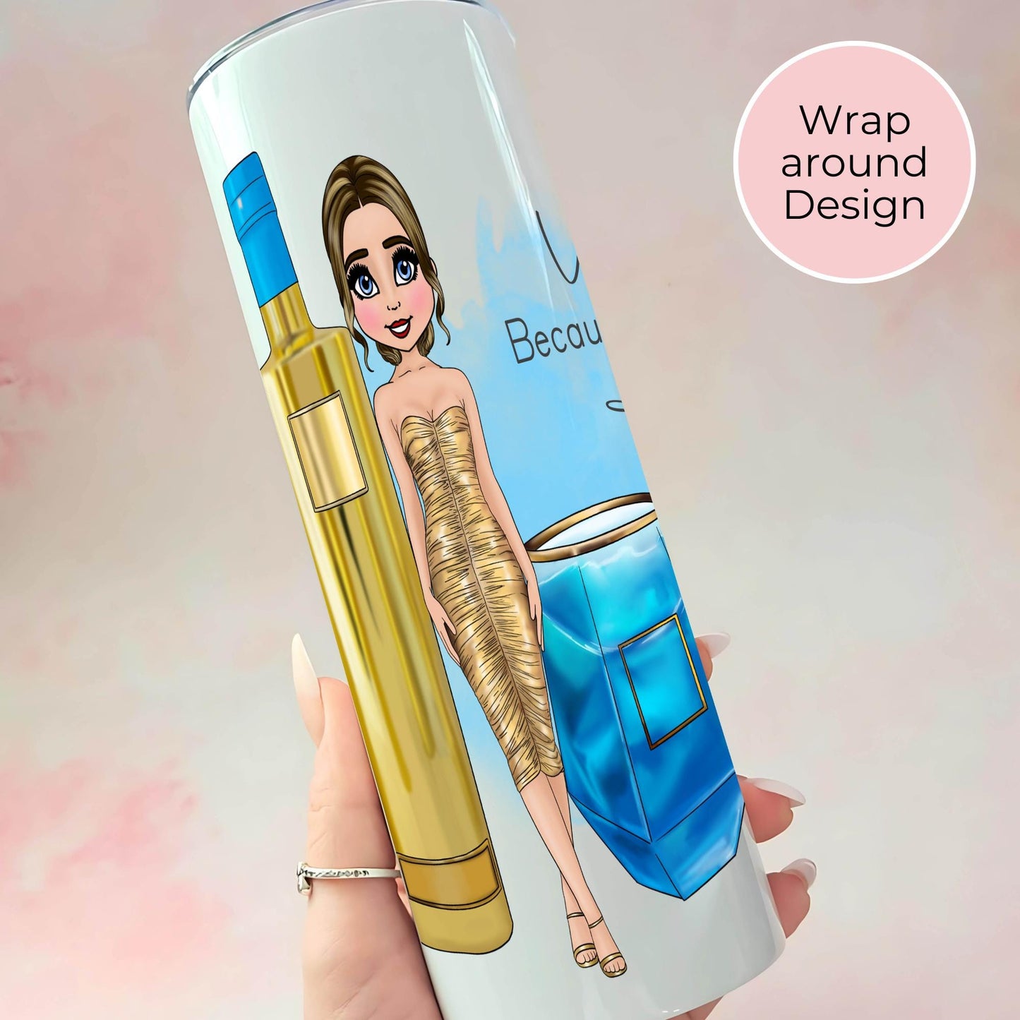 20oz Stainless Steel Custom Vodka Girl Cocktail Tumbler, Hot or Cold Insulated Tumbler, Beach Party Travel Mug For Her Milestone Birthday