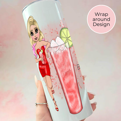 20oz Woo Woo Cocktail Girl Stainless Steel Tumbler, Hot Cold Insulated Tumble For Gym Work Commute, Air Hosttess Spill Proof Travel Tumbler