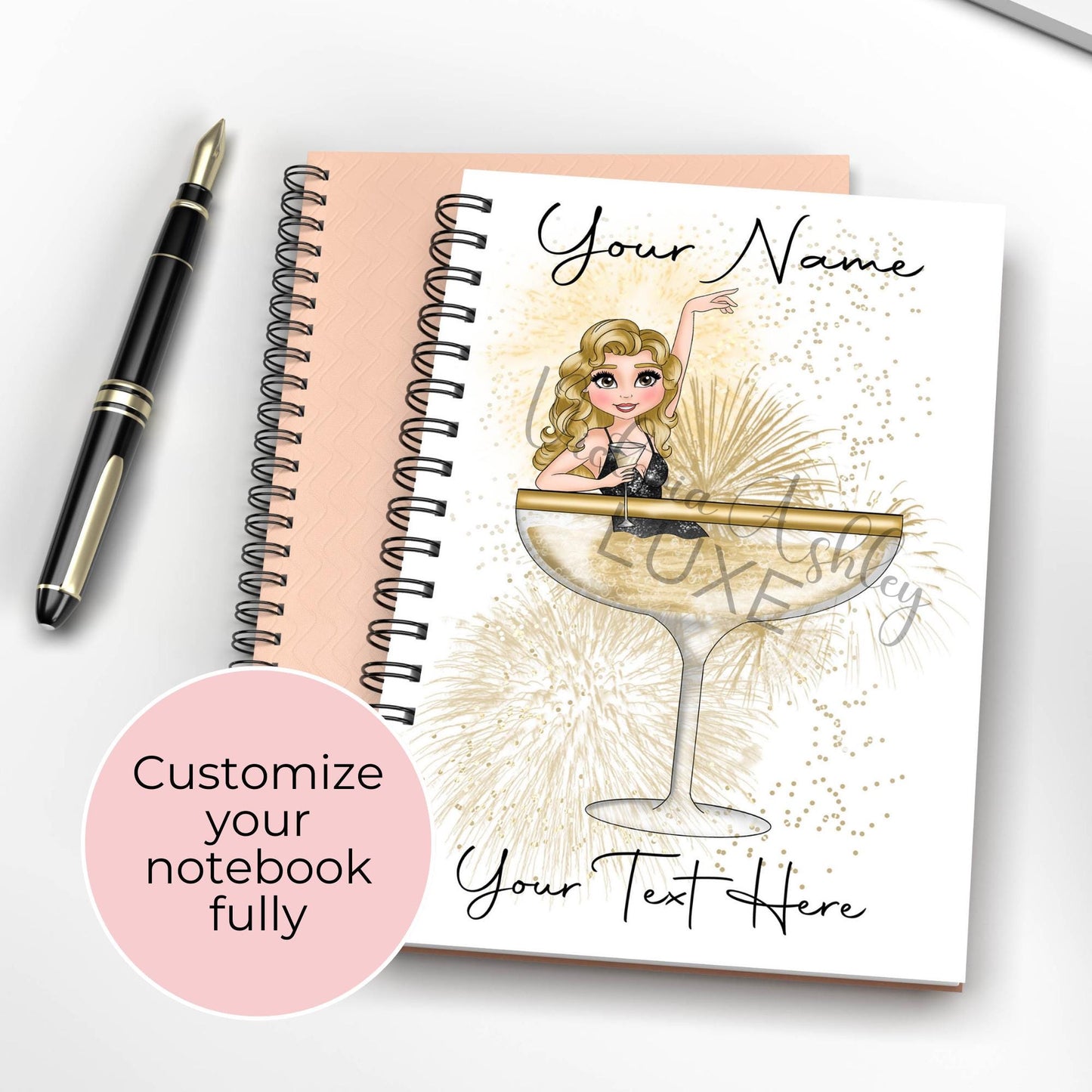 Martini Themed A5 Wirebound Lined Page Notebook, Gift For A Party Planner, College Notes Journal, Milestone Birthday Gift For Her #NB