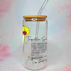 16oz Tequila Sunrise Cocktail Recipe Glass – Clear Tumbler with Bamboo Lid #CL