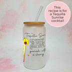 Tequila Sunrise Cocktail Girl 16oz Frosted Libby Glass – Personalised Recipe Glass #FL