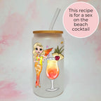 Sex on The Beach Cocktail Girl 16oz Frosted Libby Glass – Personalised Recipe Glass #FL