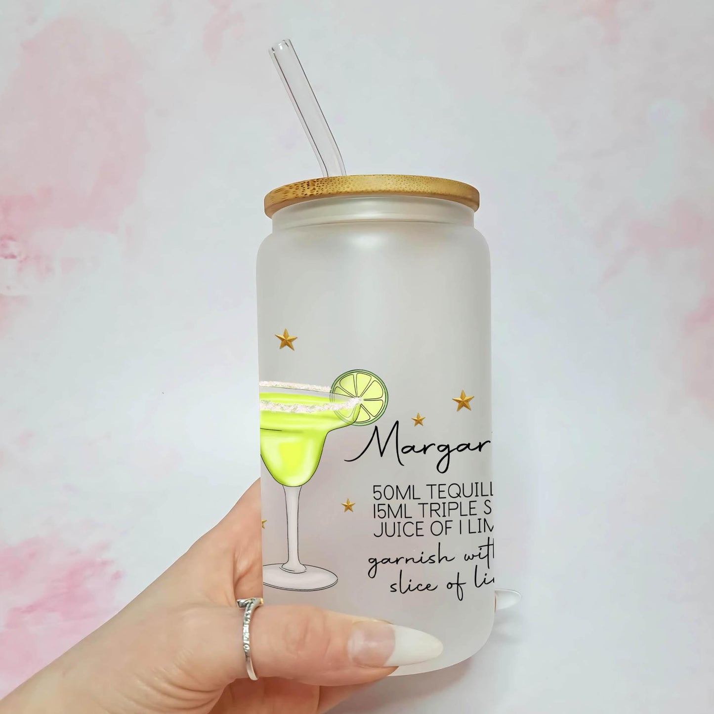 Margarita 16oz Frosted Cocktail Character Glass, Summer Soiree Festival Drinkware, Luxury Wedding Receiption Drinking Glassware For Guests #FL
