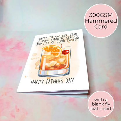 Funny Fathers Day Card, Old Fashioned Cocktail Joke Card For Dad Grandad Stepdad, Humorous A5 Greeting Card For Him. Pun Joke Card For Dad