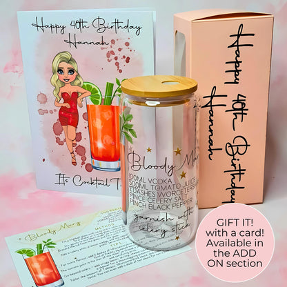 16oz Clear Glass With Appletini Cocktail And Recipe, Cocktail Enthusiast Home Bar Gift, Cocktail Gift For Mothers Day Birthday Engagement