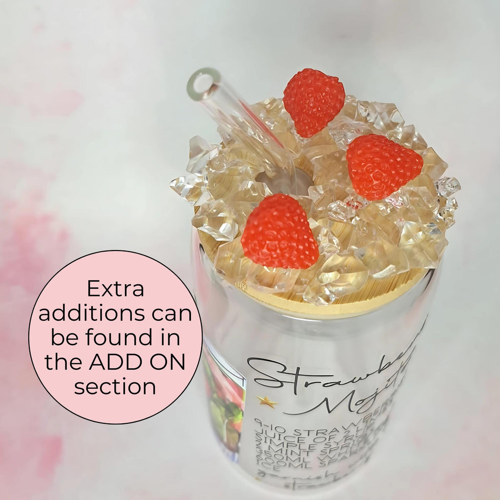 16oz Snowball Cocktail Recipe Glass – Clear Tumbler with Bamboo Lid #CL #CG