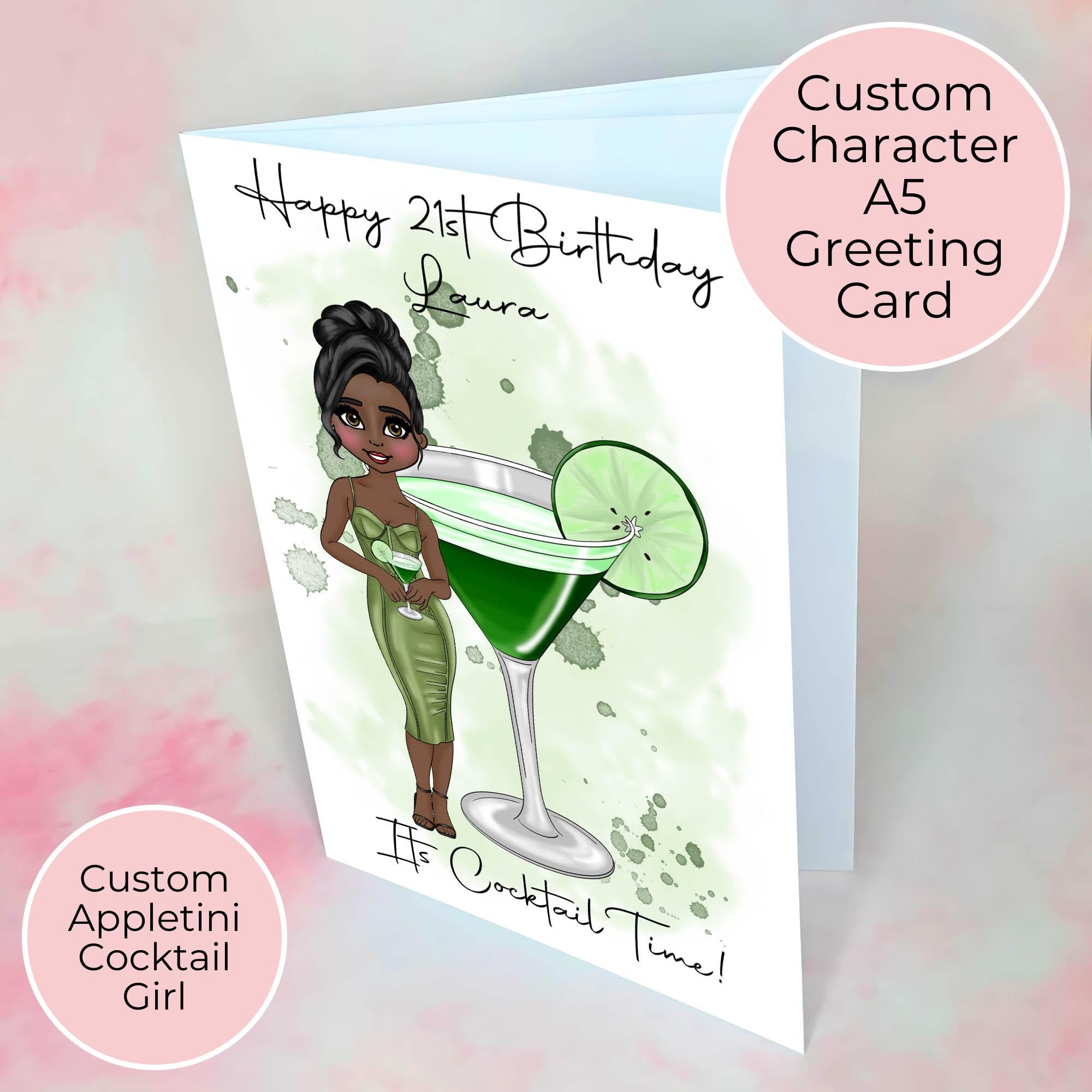 Appletini Personalised A5 Luxury Birthday Card #G1