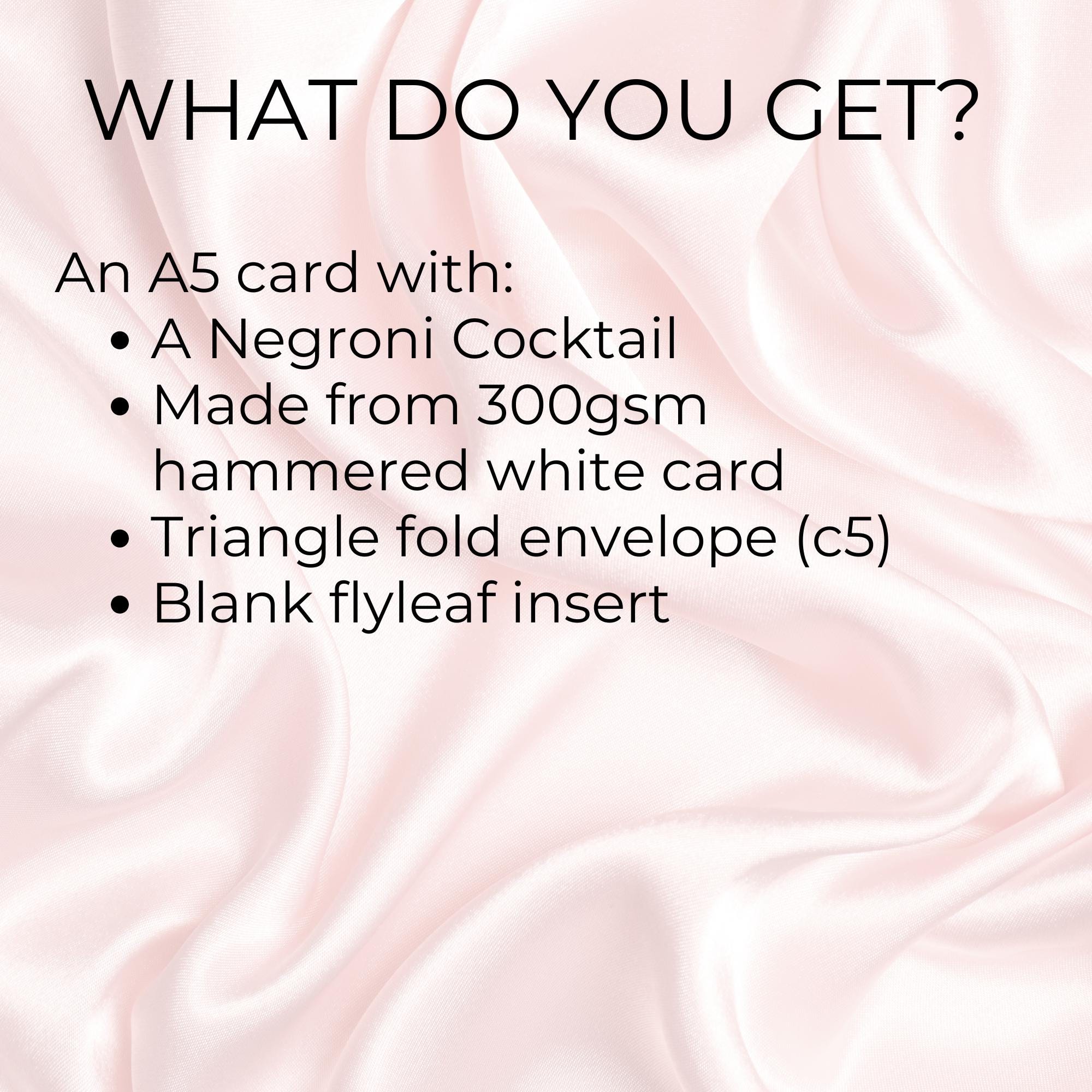 Negroni Cocktail Funny Valentines Card A5 #V1