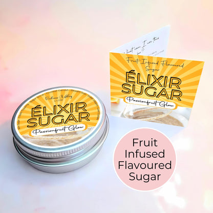 Luxury Fruit Infused Sugar Set of 4, Raspberry, Strawberry, Passionfruit Orange, Fruit Flavour Sugar For Baking Desserts Cocktail Garnish