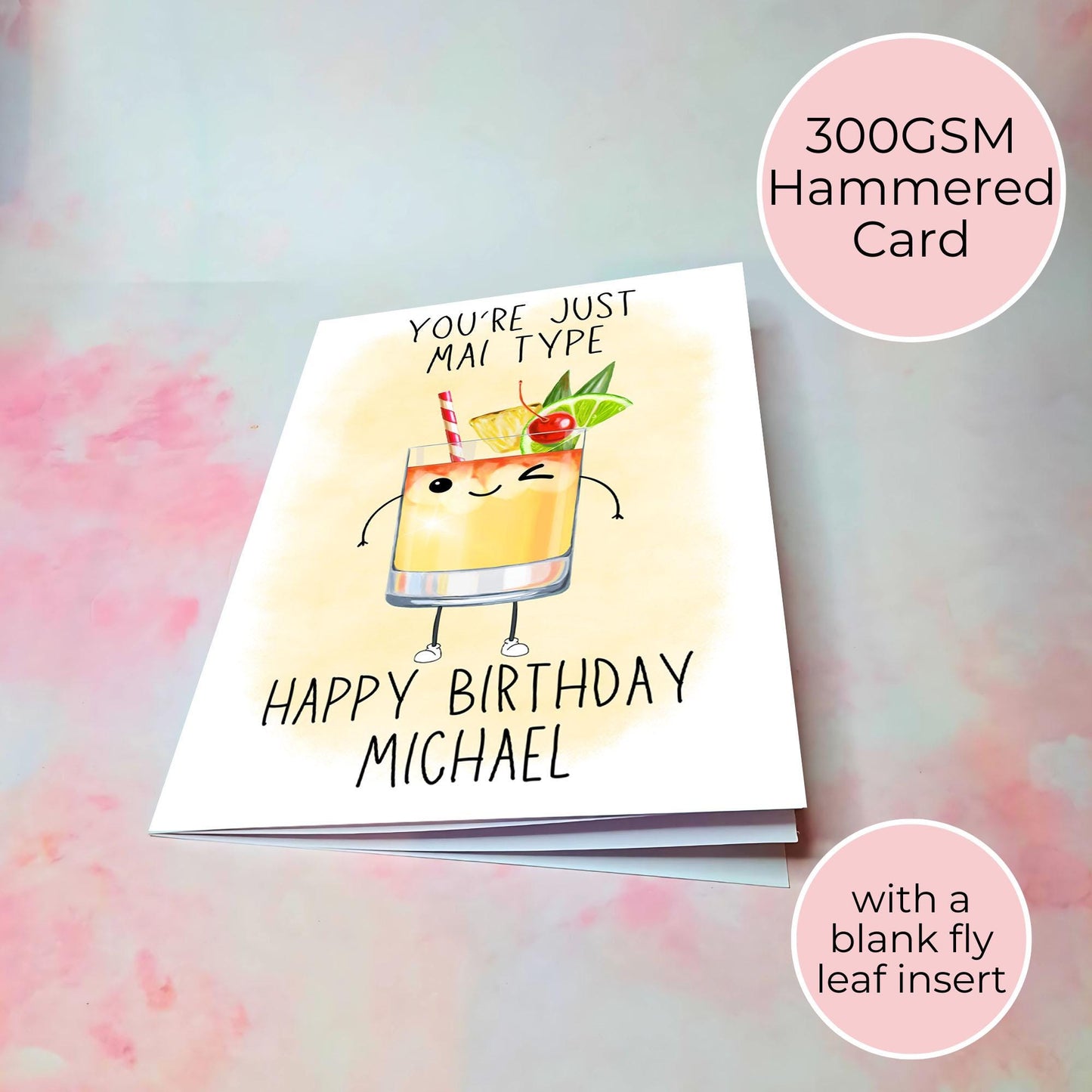Mai Tai Funny Pun  Birthday Card For Him / Her, Cocktail Themed Birthday Greeting Card, A5 Card With Blank Flyleaf, Cocktail Party Greeting #G1