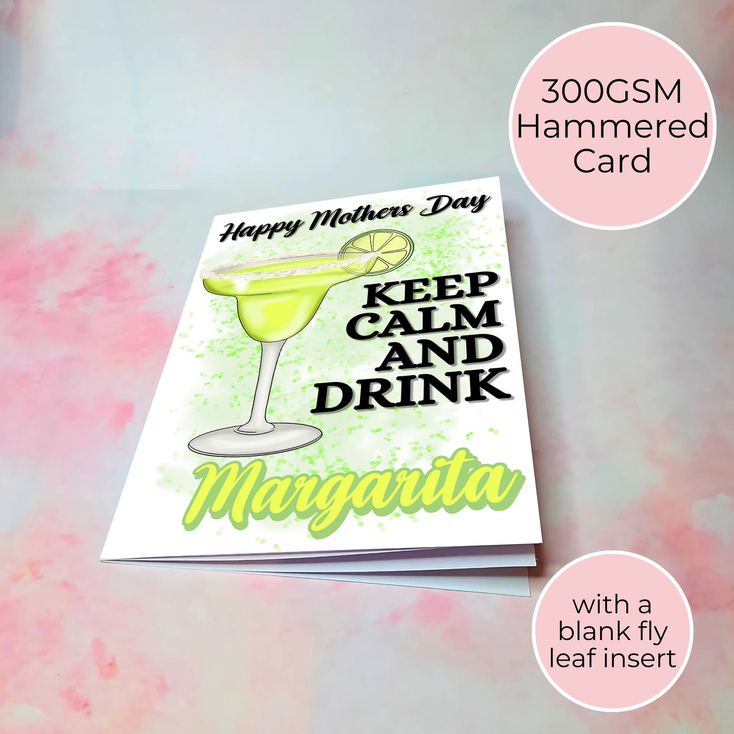 Keep Calm And Drink Margarita Mothers Day Greeting Card, A5 Luxury Cocktail Themed Card For Mam Mum Mom, Mothers Day Card From A Daughter #G1