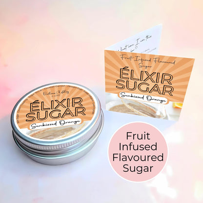 Sunkissed Orange Flavoured Sugar 20g Tin, Citrus Sugar for Cocktails, Edible Decorative Sugar For Rimming Glasses Baking Desserts Breakfasts