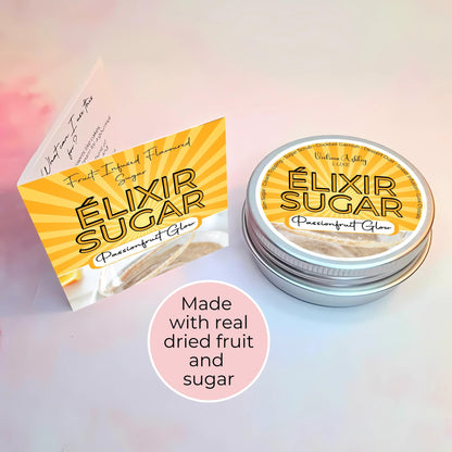Passionfruit Flavoured Sugar, 20G Reusable Giftable Tin Of Fruit Infused Sugar, Cocktail Dessert Garnish Topping, Artisan Sugar For Baking