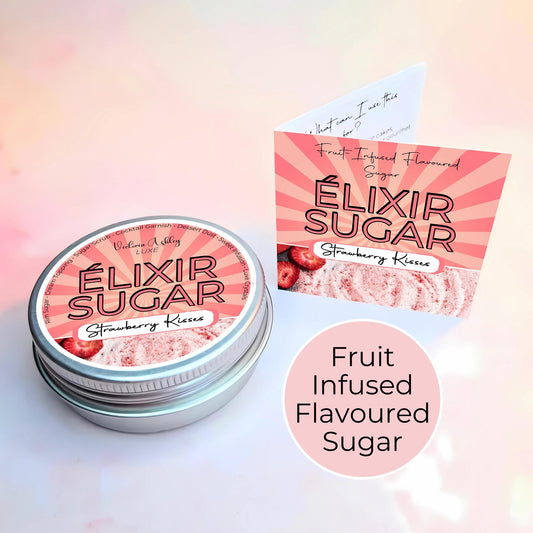 Strawberry Infused Flavoured Sugar, Artisan Giftable Sugar Tin For Baker, Desert Dusting Breakfast Garnish, Eco-Friendly Reusable Sugar Tin #FRS