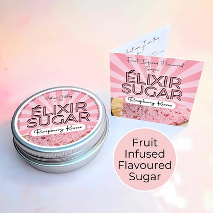Fruity Raspberry Infused Sugar, 20G Reusable Refillable Sugar Tin Gift, Giftable Sugar For An Artisan Baker Chef, Pink Sugar Gift For Her