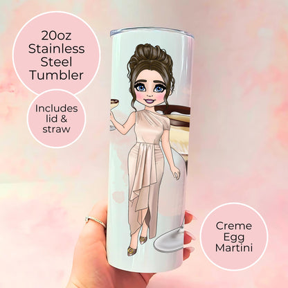 20oz Creme Egg Martini Cocktail Themed Stainless Steel Tumbler, Stepping Into Adulthood Graduation Gift, CoWorker Bestie Punny Birthday Gift
