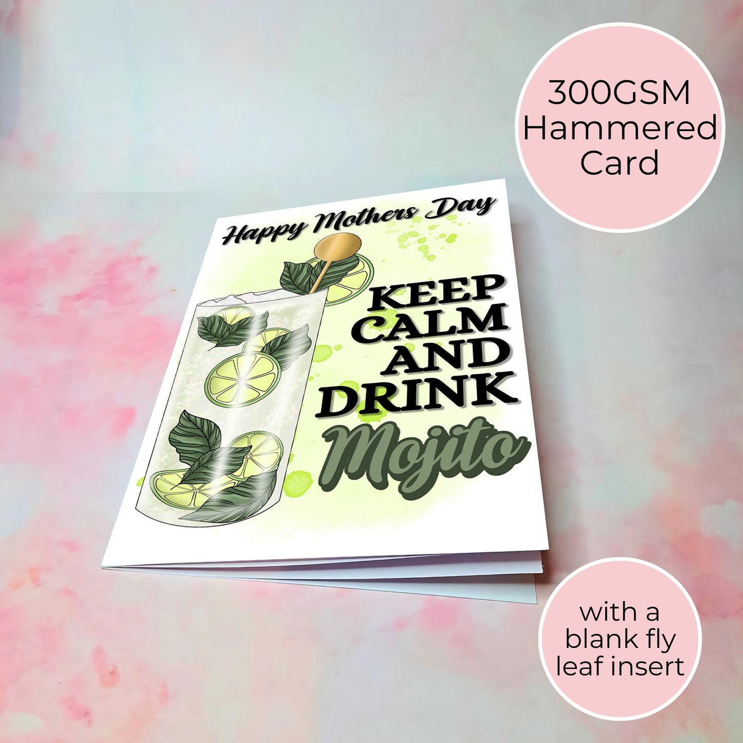 Keep Calm And Drink Mojito Mothers Day Card, A5 Greeting Card For Mothers Day, Cocktail Lover Card Gift For Her, Rush My Order Optional Card #G1