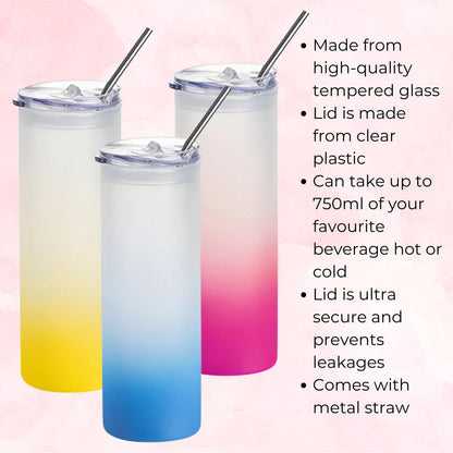 20oz Tempered Glass Ombre Tumbler For Her, Milestone Birthday Gift With March Birth Flower, Daffodil Theme Tumbler Gift Hot Or Cold Drinks