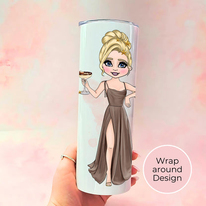 20oz Bunny Martini Cocktail Themed Stainless Steel Tumbler, Stepping Into Adulthood Graduation Gift, Co-Worker Bestie Punny Birthday Gift