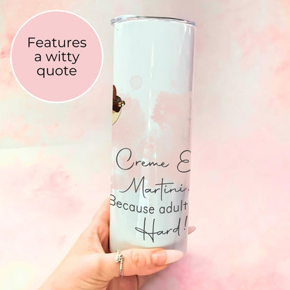 20oz Creme Egg Martini Cocktail Themed Stainless Steel Tumbler, Stepping Into Adulthood Graduation Gift, CoWorker Bestie Punny Birthday Gift