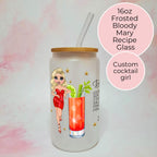 Bloody Mary Cocktail Girl 16oz Frosted Libby Glass – Personalised Recipe Glass #FL