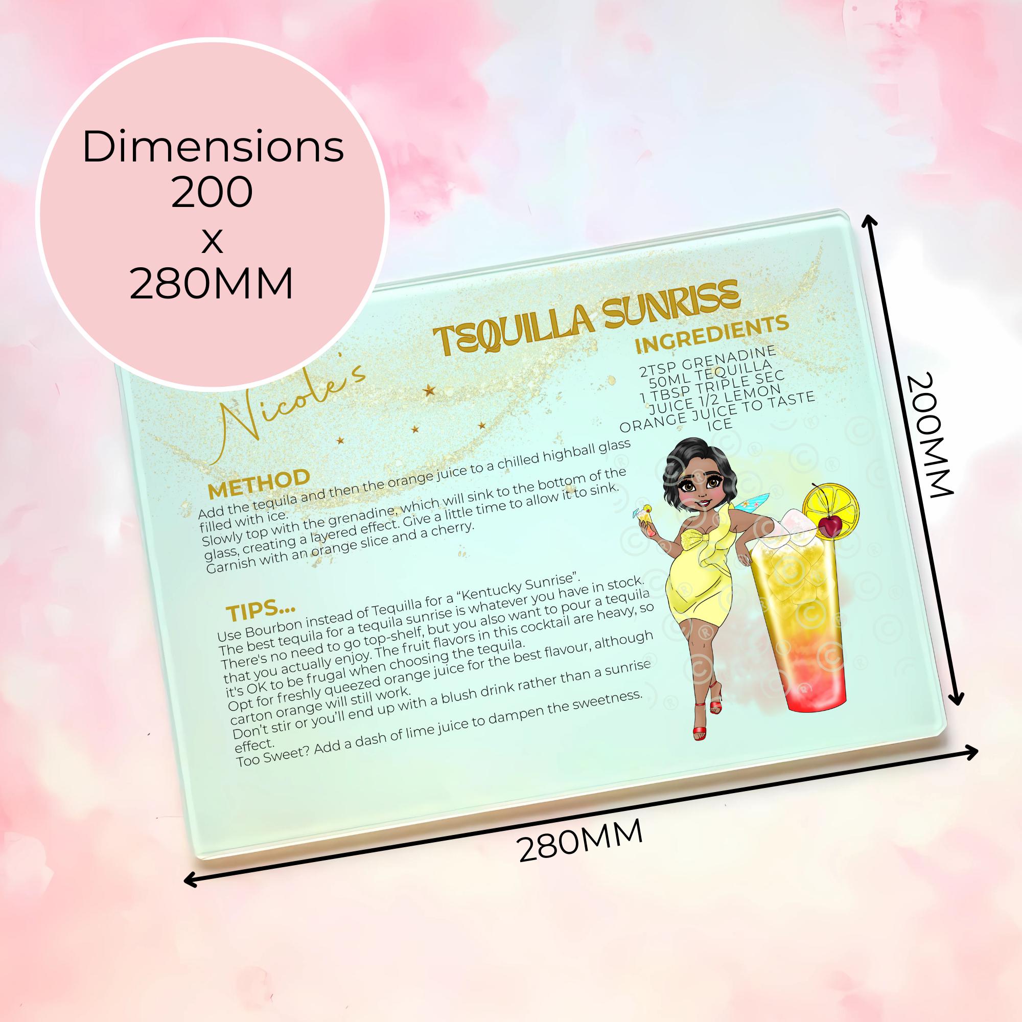 Tequila Sunrise A3 A4 XL Personalised Tempered Glass Chopping Board #GB