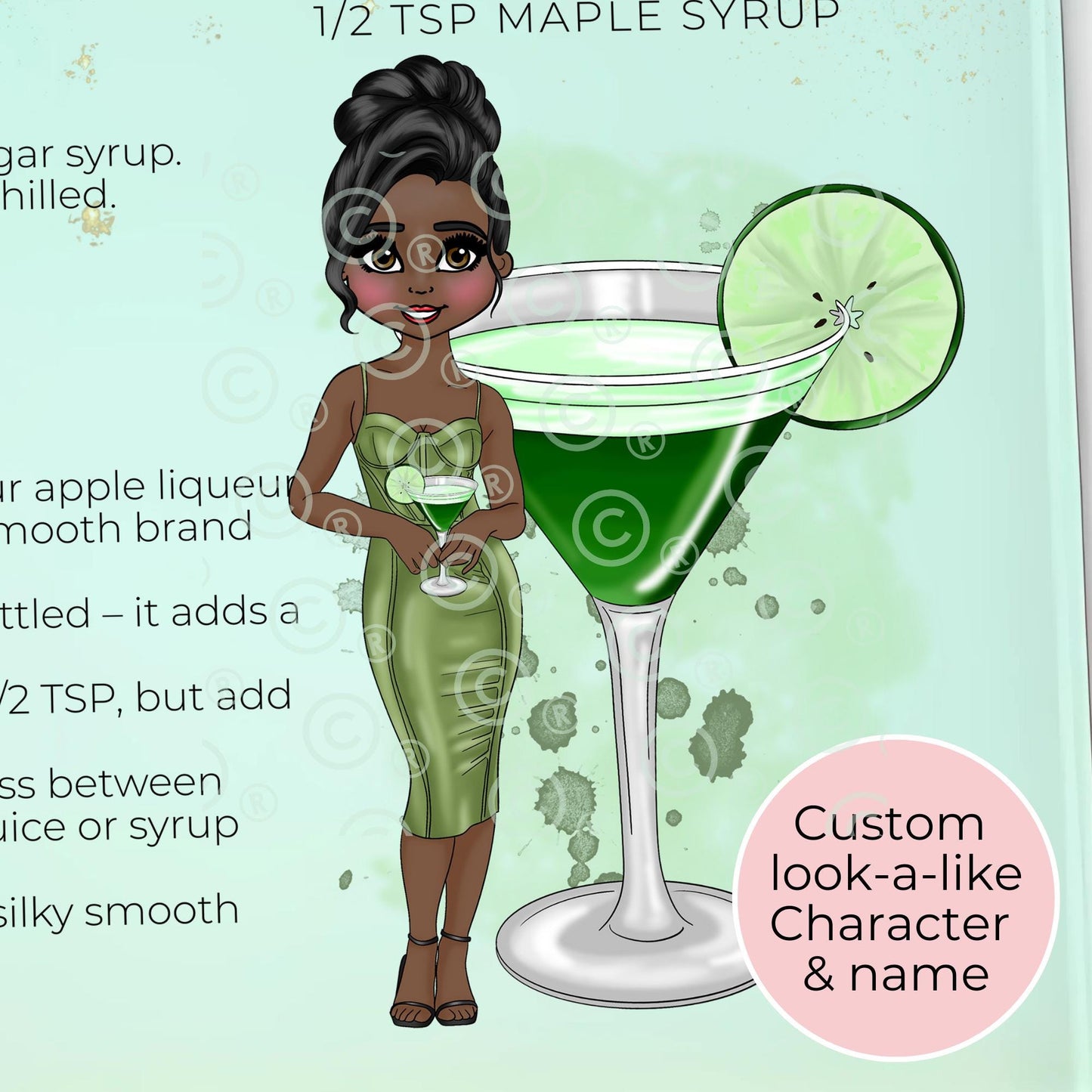 Appletini Personalized Cocktail Themed A3 A4-Sized Glass Chopping Board, Personalised Milestone Birthday Housewarming Gift, Cocktail Inspired #GB
