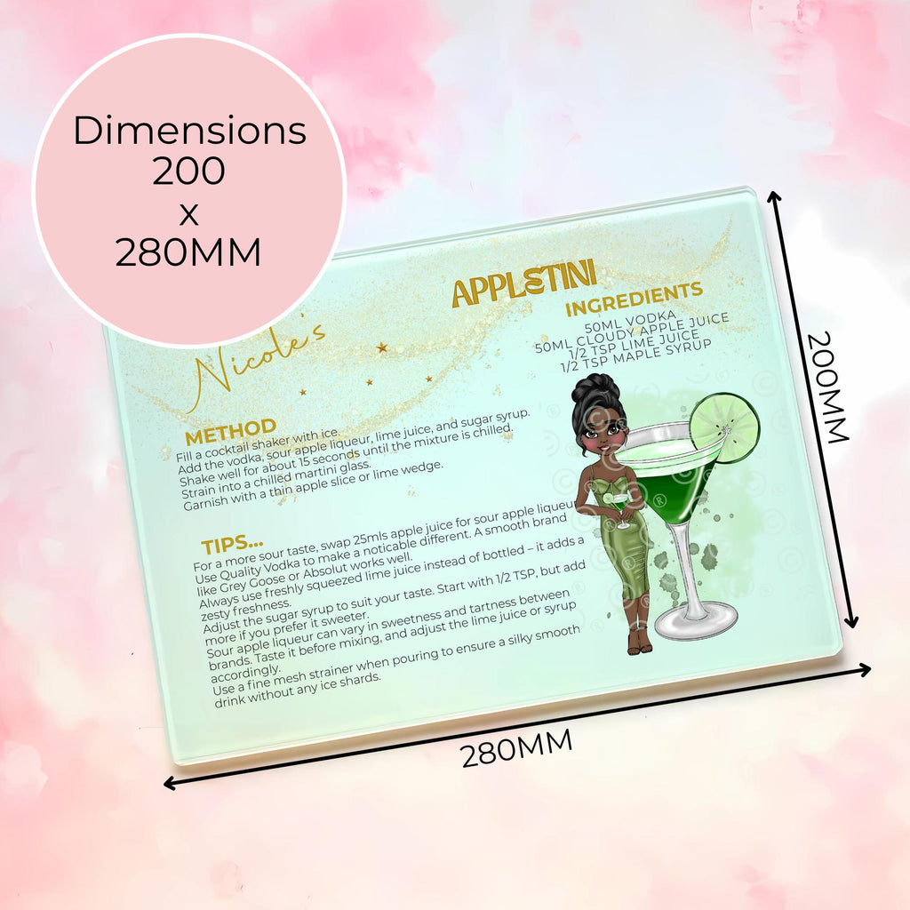 Appletini A3 A4 XL Personalised Tempered Glass Chopping Board #GB
