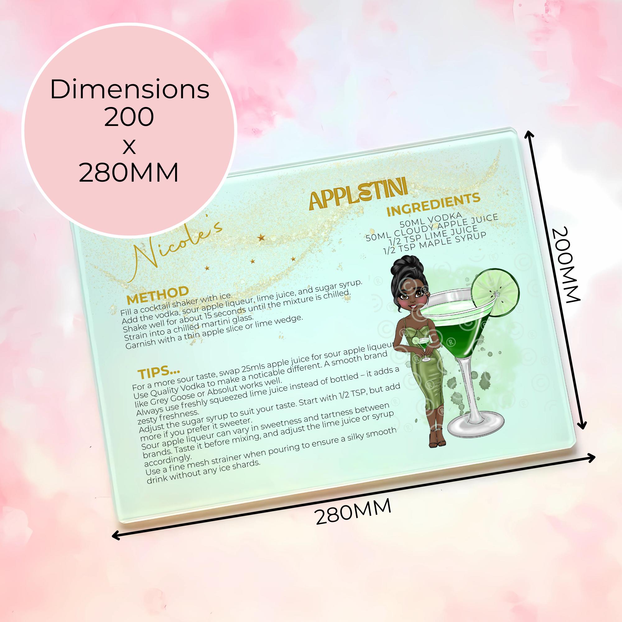 Appletini A3 A4 XL Personalised Tempered Glass Chopping Board #GB
