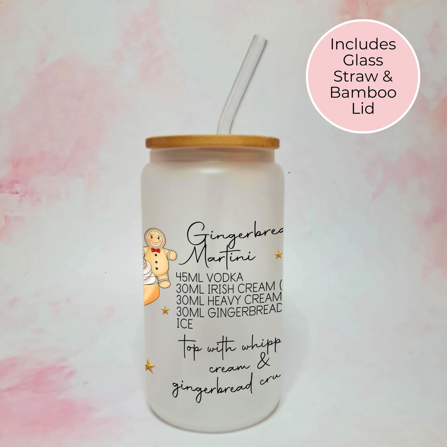 Gingerbread Martini Classic 16oz  Cocktail Recipe Frosted Glass, Personalised Winter Wonderland Ginger Theme Cocktail Recipe Drinkware Gift #CG #FL