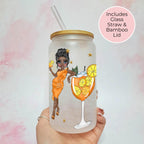 Aperol Spritz Cocktail Girl 16oz Frosted Libby Glass – Personalised Recipe Glass #FL