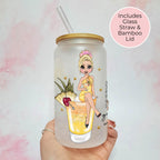 Mai Tai Cocktail Girl 16oz Frosted Libby Glass – Personalised Recipe Glass #FL