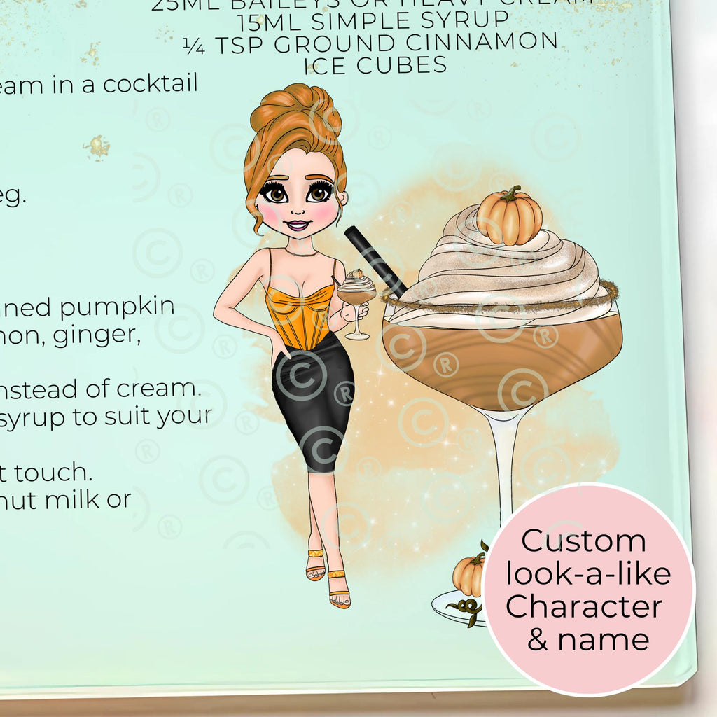 Pumpkin Martini A3 A4 XL Personalised Tempered Glass Chopping Board #GB