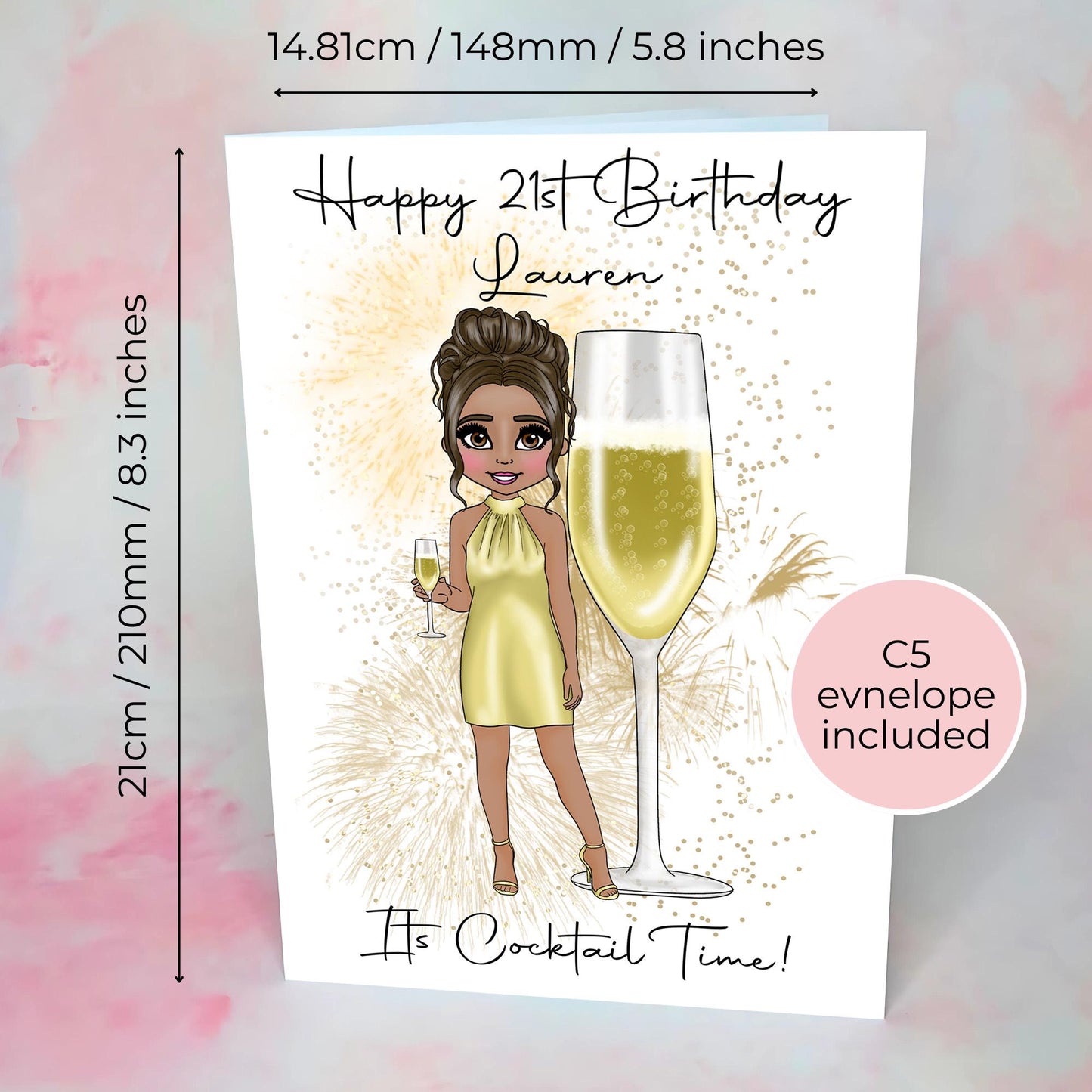 French 75 Champagne Cocktail Themed Card, End Of Term Teacher Card, Custom Text And Character Greeting Card For All Occasions #G1