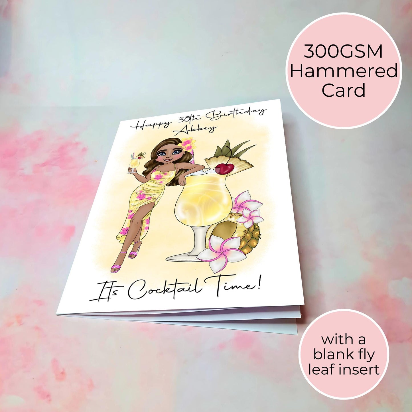 Pina Colada A5 Birthday Greeting Card For Her, Pineapple Cocktail Themed Summer Soiree Birthday Wishes Card, Milestone Birthday Card For Her #G1