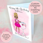 Pink Gin 75 Personalised A5 Luxury Birthday Card #G1