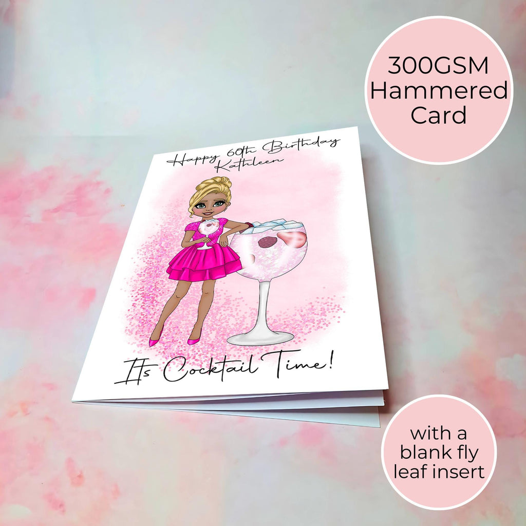 Pink Gin 75 Personalised A5 Luxury Birthday Card #G1