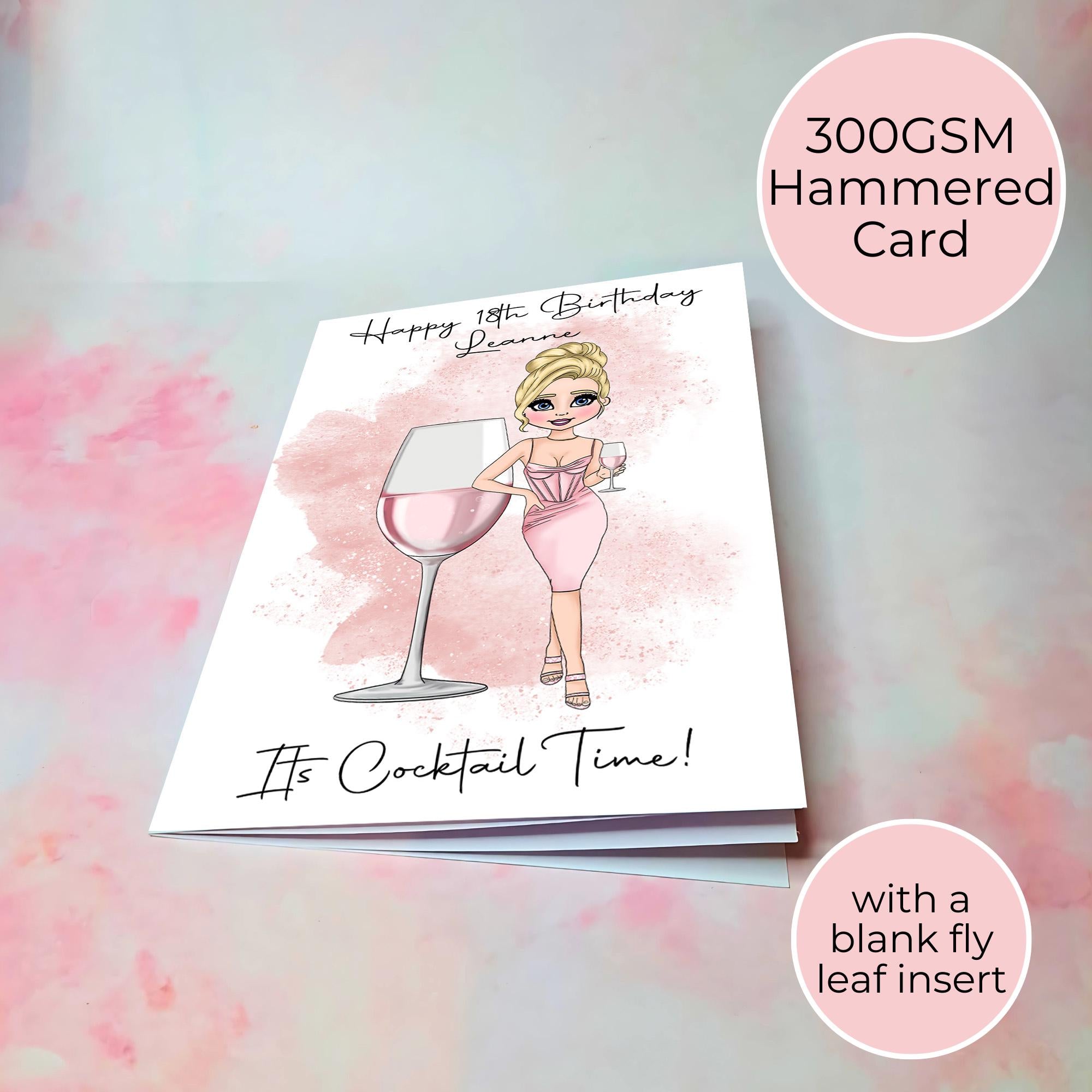 Rose Sangria Personalised A5 Luxury Birthday Card #G1